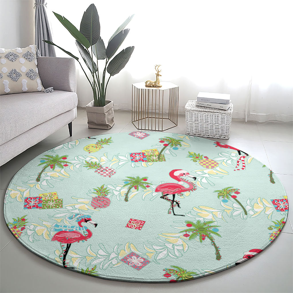 Aloha Hawaii Christmas Seamless Round Carpet Plumeria Lei