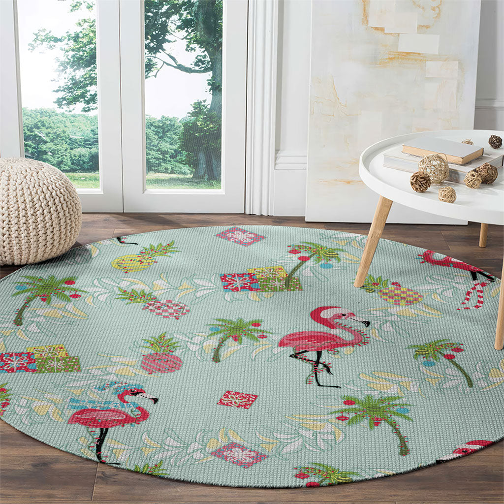 Aloha Hawaii Christmas Seamless Round Carpet Plumeria Lei