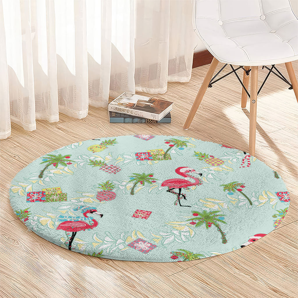 Aloha Hawaii Christmas Seamless Round Carpet Plumeria Lei