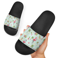 Aloha Hawaii Christmas Seamless Slide Sandals Plumeria Lei