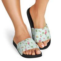 Aloha Hawaii Christmas Seamless Slide Sandals Plumeria Lei