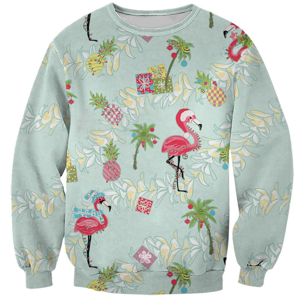Aloha Hawaii Christmas Seamless Sweatshirt Plumeria Lei