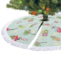 Aloha Hawaii Christmas Seamless Tree Skirt Plumeria Lei