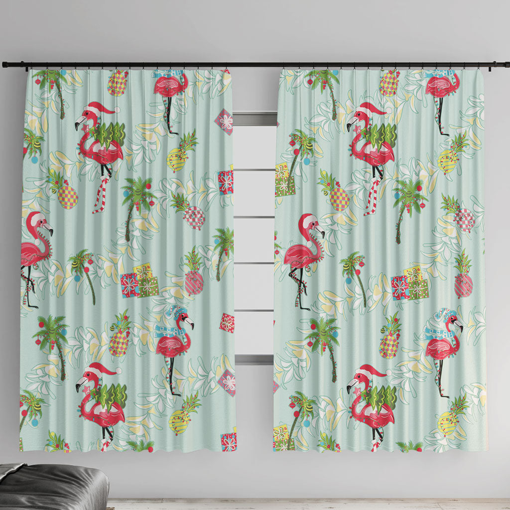 Aloha Hawaii Christmas Seamless Window Curtain Plumeria Lei