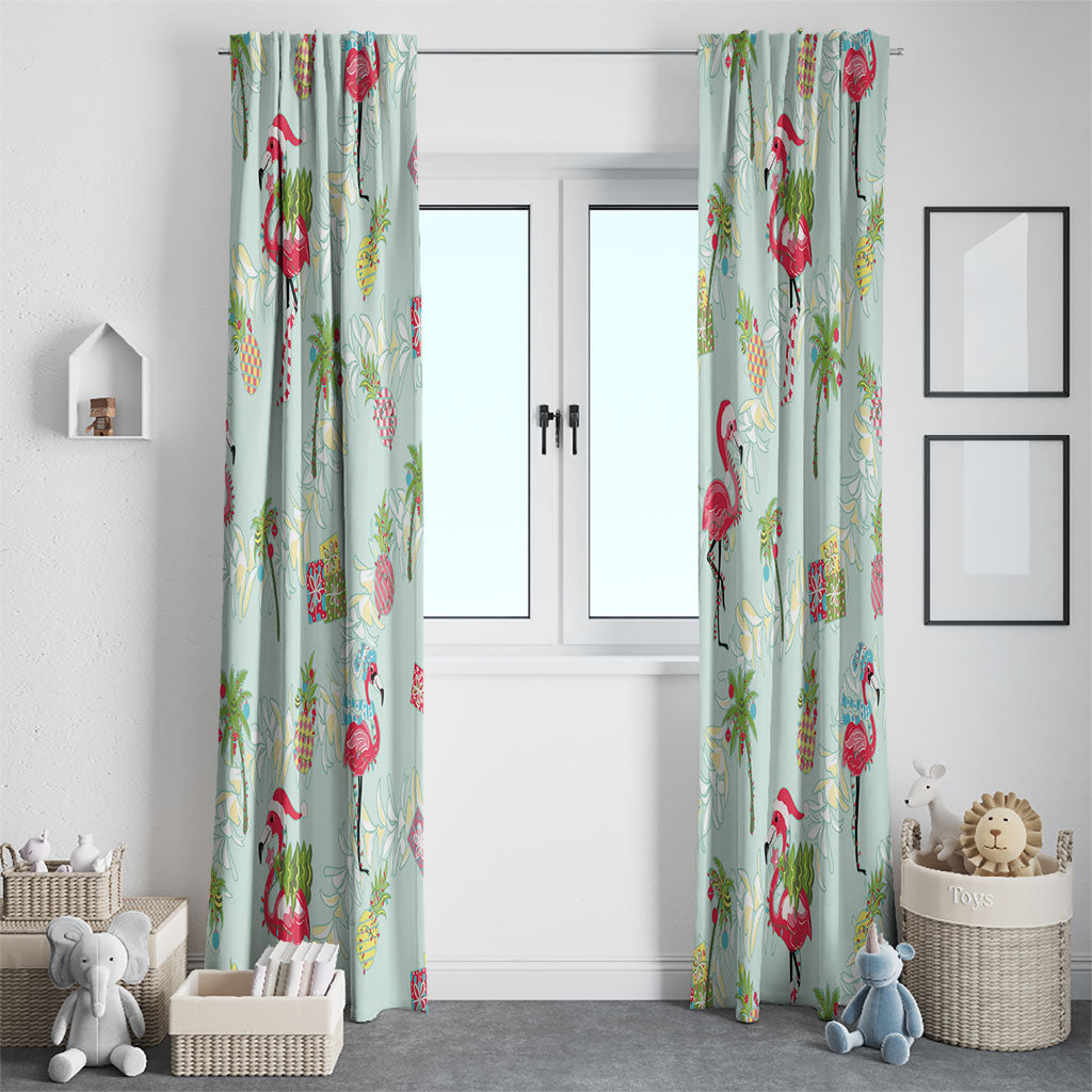 Aloha Hawaii Christmas Seamless Window Curtain Plumeria Lei