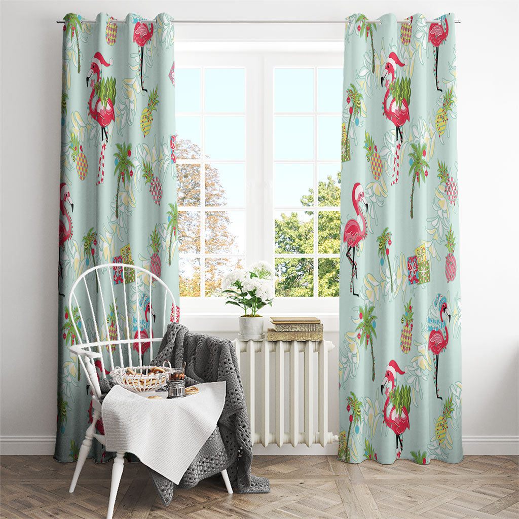 Aloha Hawaii Christmas Seamless Window Curtain Plumeria Lei