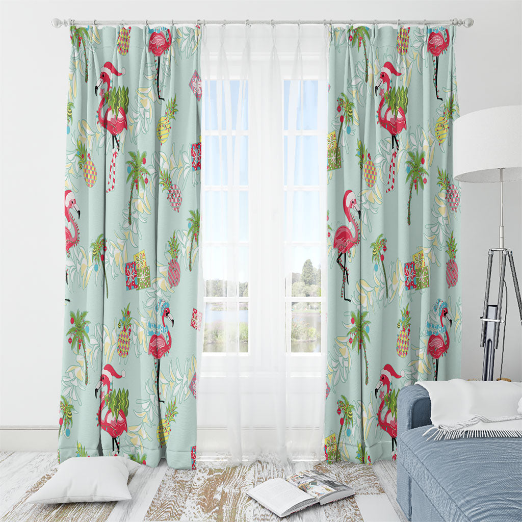 Aloha Hawaii Christmas Seamless Window Curtain Plumeria Lei