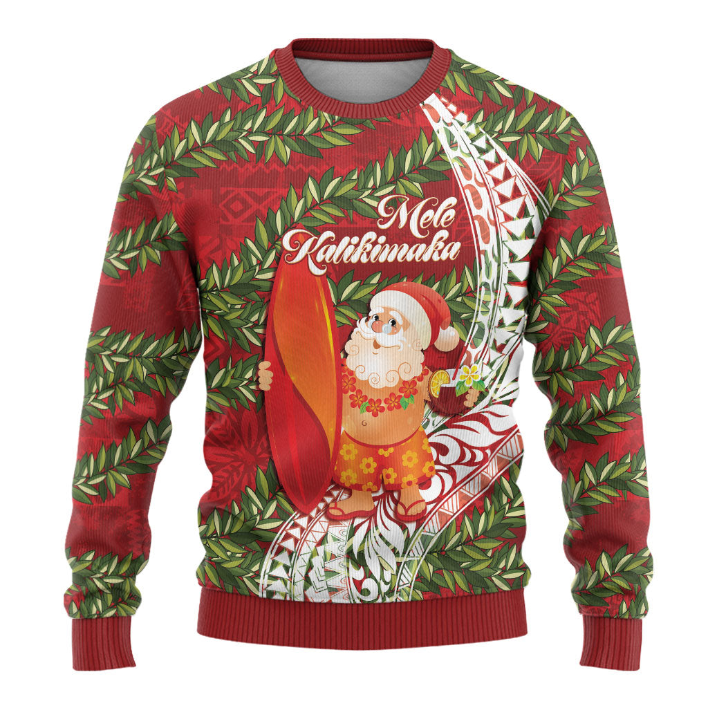 Mele Kalikimaka Hawaii Christmas Maile Lei Ugly Christmas Sweater Tropical Santa LT7 - Polynesian Pride