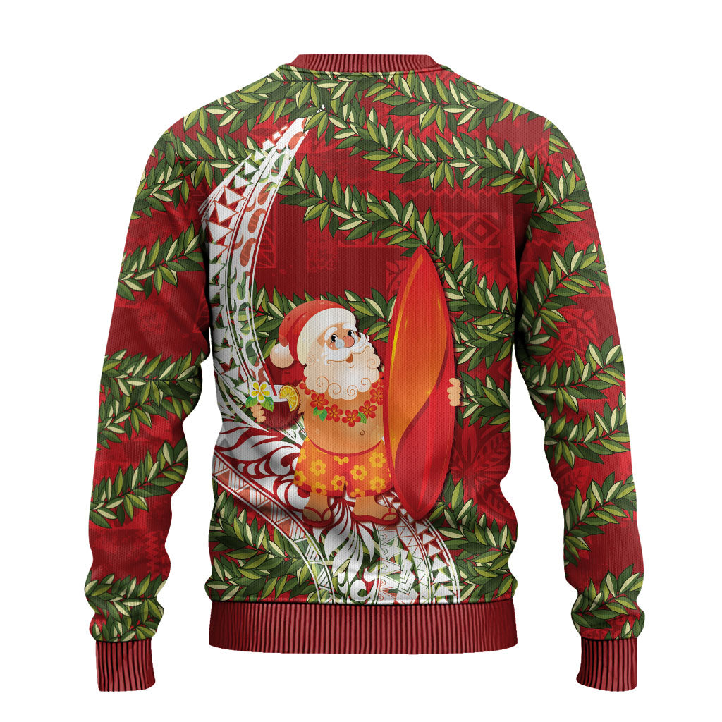 Mele Kalikimaka Hawaii Christmas Maile Lei Ugly Christmas Sweater Tropical Santa LT7 - Polynesian Pride