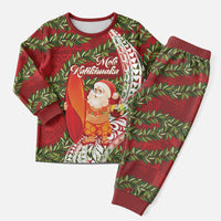 Mele Kalikimaka Hawaii Christmas Maile Lei Christmas Pajama Set Tropical Santa LT7 Men Red - Polynesian Pride