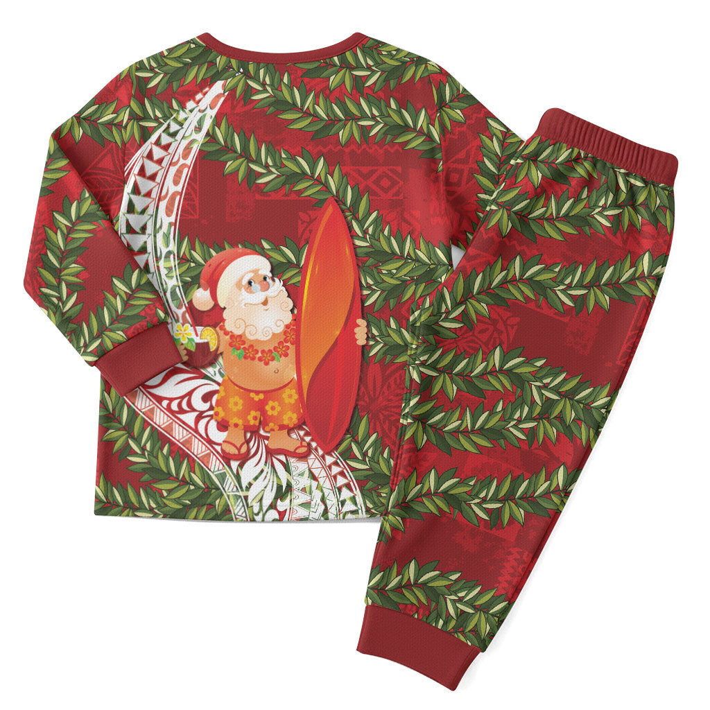Mele Kalikimaka Hawaii Christmas Maile Lei Christmas Pajama Set Tropical Santa LT7 - Polynesian Pride
