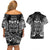 Custom New Zealand Rugby Couples Matching Off Shoulder Short Dress and Hawaiian Shirt 2023 World Cup Aotearoa Haka Face LT7 - Polynesian Pride