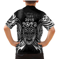New Zealand Rugby Family Matching Mermaid Dress and Hawaiian Shirt 2023 World Cup Aotearoa Haka Face LT7 - Polynesian Pride