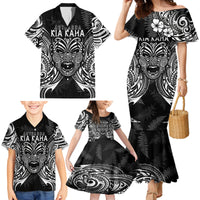 New Zealand Rugby Family Matching Mermaid Dress and Hawaiian Shirt 2023 World Cup Aotearoa Haka Face LT7 - Polynesian Pride