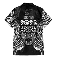 New Zealand Rugby Family Matching Mermaid Dress and Hawaiian Shirt 2023 World Cup Aotearoa Haka Face LT7 - Polynesian Pride
