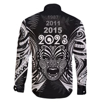 New Zealand Rugby Family Matching Off Shoulder Maxi Dress and Hawaiian Shirt 2023 World Cup Aotearoa Haka Face LT7 - Polynesian Pride