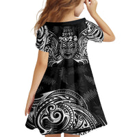 New Zealand Rugby Family Matching Off Shoulder Short Dress and Hawaiian Shirt 2023 World Cup Aotearoa Haka Face LT7 - Polynesian Pride