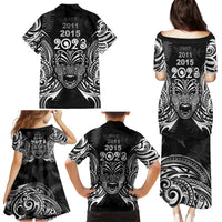 New Zealand Rugby Family Matching Puletasi Dress and Hawaiian Shirt 2023 World Cup Aotearoa Haka Face LT7 - Polynesian Pride