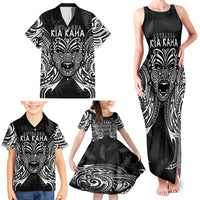 New Zealand Rugby Family Matching Tank Maxi Dress and Hawaiian Shirt 2023 World Cup Aotearoa Haka Face LT7 - Polynesian Pride
