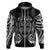 Custom New Zealand Rugby Hoodie 2023 World Cup Aotearoa Haka Face LT7 Zip Hoodie Black - Polynesian Pride