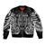 Custom New Zealand Rugby Sleeve Zip Bomber Jacket 2023 World Cup Aotearoa Haka Face LT7 Unisex Black - Polynesian Pride