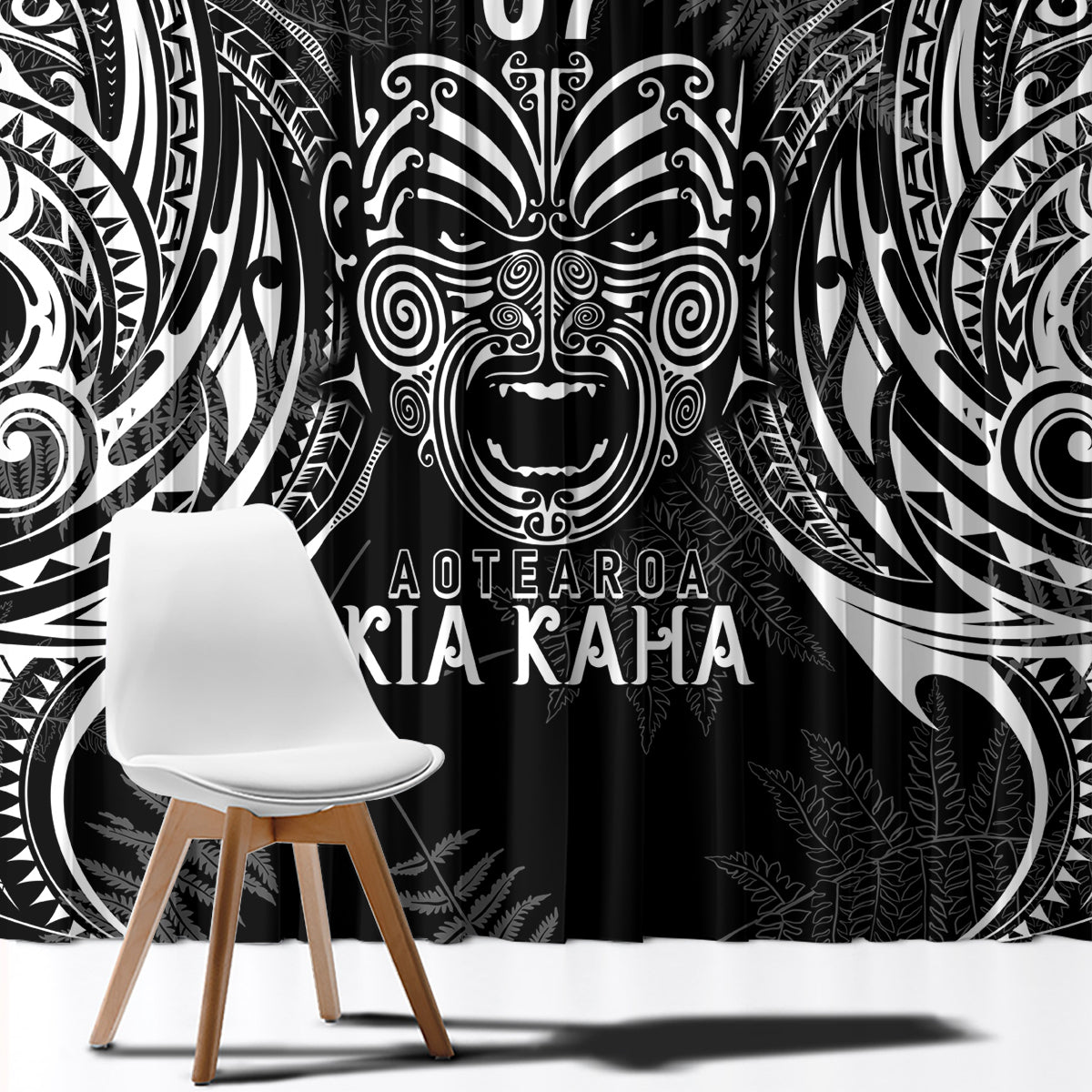 New Zealand Rugby Window Curtain 2023 World Cup Aotearoa Create History LT7 - Polynesian Pride