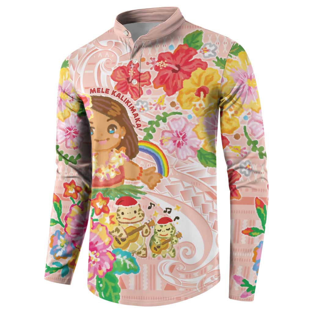 Aloha Hawaii Button Sweatshirt Kawaii Mele Kalikimaka - Pastel Fever