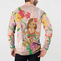Aloha Hawaii Button Sweatshirt Kawaii Mele Kalikimaka - Pastel Fever