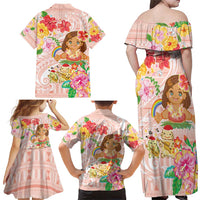 Aloha Hawaii Family Matching Off Shoulder Maxi Dress and Hawaiian Shirt Kawaii Mele Kalikimaka - Pastel Fever