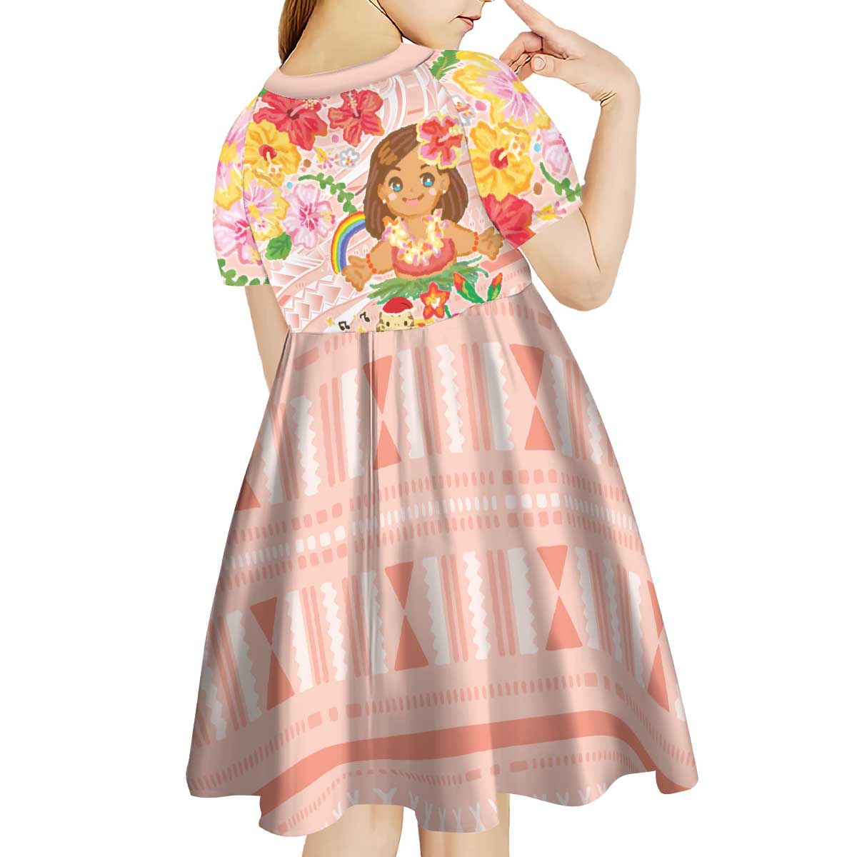 Aloha Hawaii Kid Short Sleeve Dress Kawaii Mele Kalikimaka - Pastel Fever