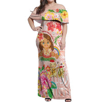 Aloha Hawaii Off Shoulder Maxi Dress Kawaii Mele Kalikimaka - Pastel Fever