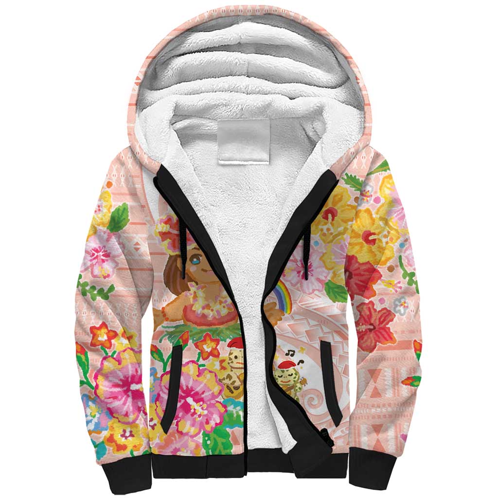 Aloha Hawaii Sherpa Hoodie Kawaii Mele Kalikimaka - Pastel Fever