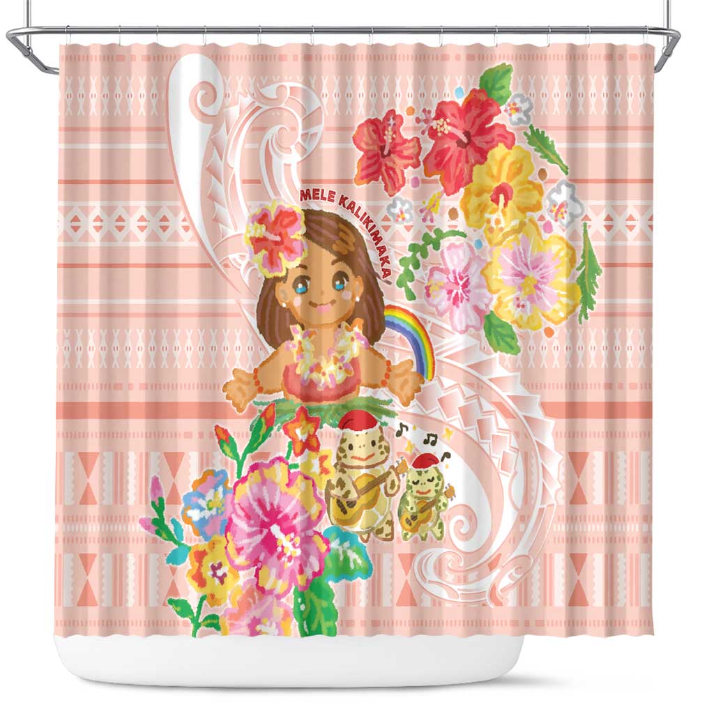 Aloha Hawaii Shower Curtain Kawaii Mele Kalikimaka - Pastel Fever