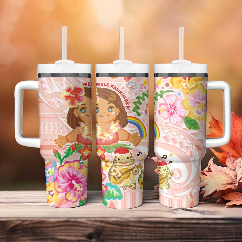 Aloha Hawaii Tumbler With Handle Kawaii Mele Kalikimaka - Pastel Fever