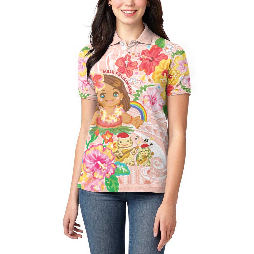 Aloha Hawaii Women Polo Shirt Kawaii Mele Kalikimaka - Pastel Fever