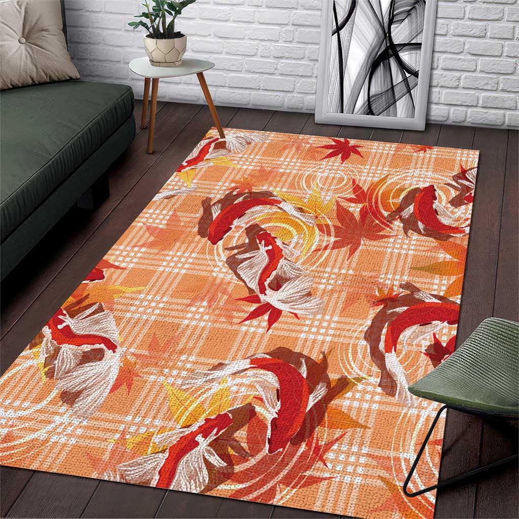 Orange Palaka Hawaii Aloha Area Rug Koi Pond Mix Japanese Maple - Polynesian Pride