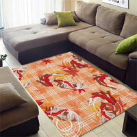 Orange Palaka Hawaii Aloha Area Rug Koi Pond Mix Japanese Maple - Polynesian Pride