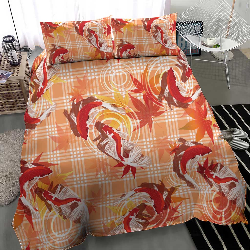 Orange Palaka Hawaii Aloha Bedding Set Koi Pond Mix Japanese Maple - Polynesian Pride