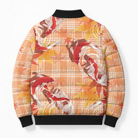Orange Palaka Hawaii Aloha Bomber Puffer Jacket Koi Pond Mix Japanese Maple - Polynesian Pride