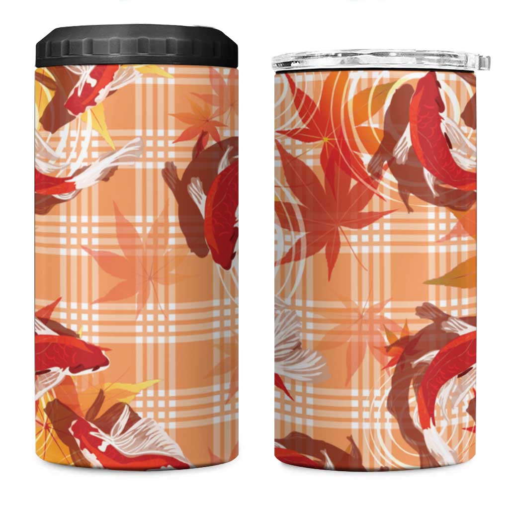 Orange Palaka Hawaii Aloha 4 in 1 Can Cooler Tumbler Koi Pond Mix Japanese Maple - Polynesian Pride