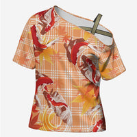 Orange Palaka Hawaii Aloha Cross Shoulder Shirt Koi Pond Mix Japanese Maple - Polynesian Pride