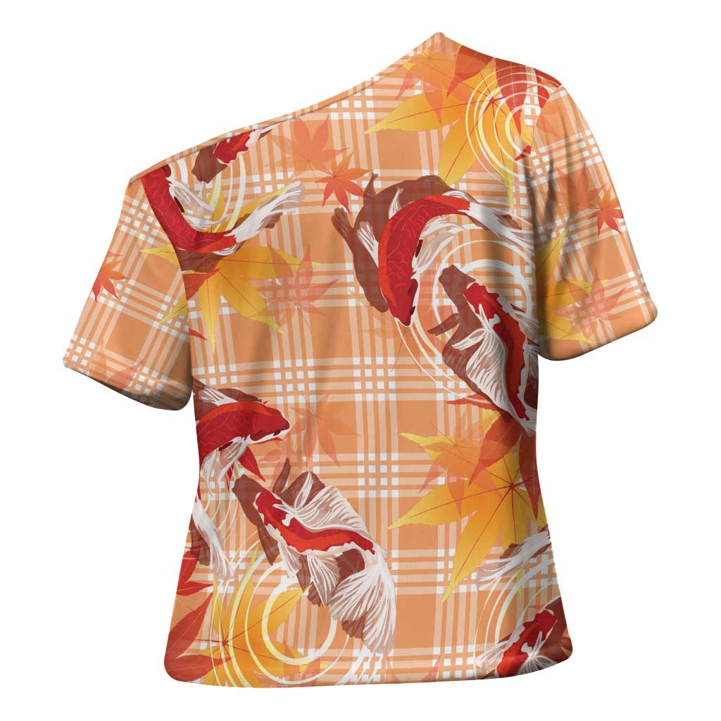 Orange Palaka Hawaii Aloha Cross Shoulder Shirt Koi Pond Mix Japanese Maple - Polynesian Pride