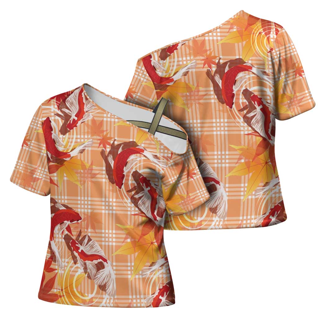 Orange Palaka Hawaii Aloha Cross Shoulder Shirt Koi Pond Mix Japanese Maple - Polynesian Pride