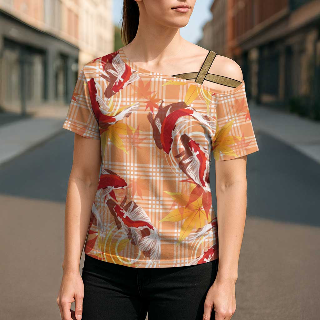 Orange Palaka Hawaii Aloha Cross Shoulder Shirt Koi Pond Mix Japanese Maple - Polynesian Pride