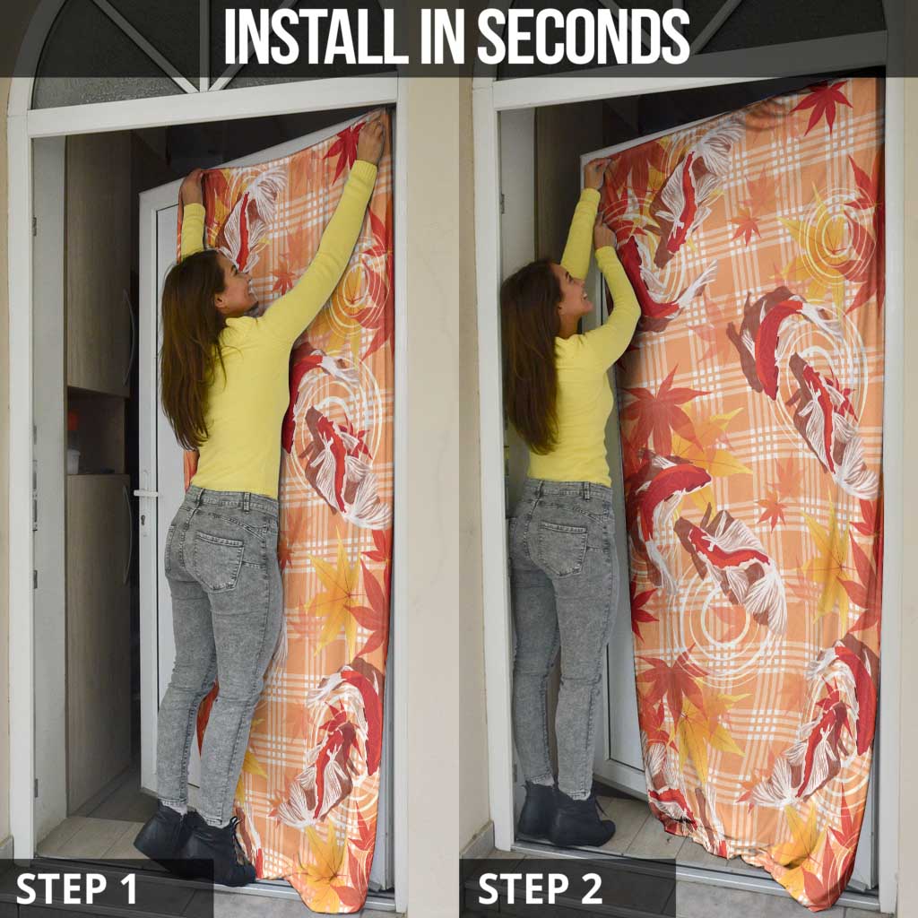 Orange Palaka Hawaii Aloha Door Cover Koi Pond Mix Japanese Maple - Polynesian Pride