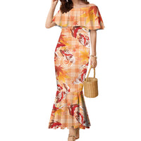 Orange Palaka Hawaii Aloha Family Matching Mermaid Dress and Hawaiian Shirt Koi Pond Mix Japanese Maple - Polynesian Pride