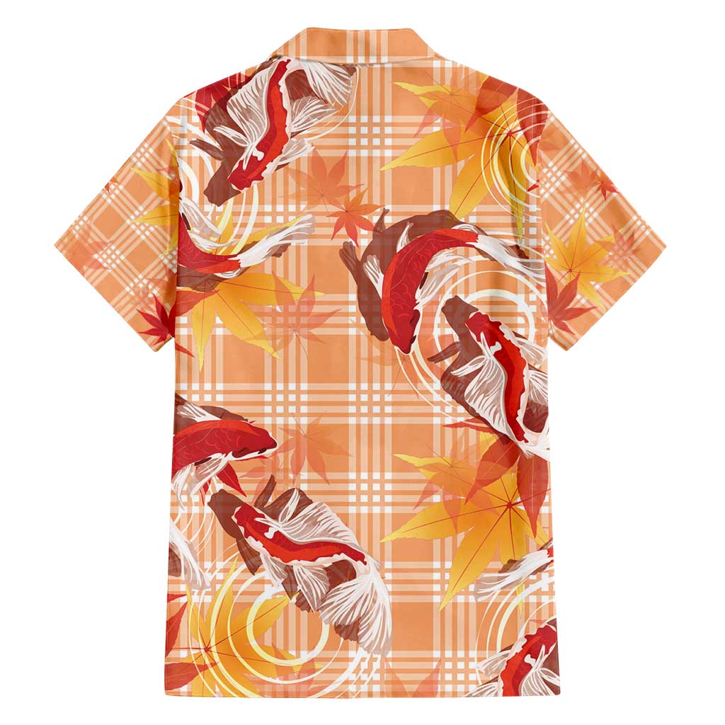 Orange Palaka Hawaii Aloha Family Matching Off Shoulder Short Dress and Hawaiian Shirt Koi Pond Mix Japanese Maple - Polynesian Pride