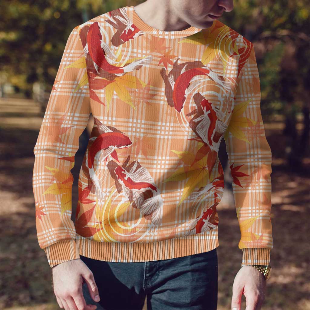 Orange Palaka Hawaii Aloha Ugly Christmas Sweater Koi Pond Mix Japanese Maple - Polynesian Pride