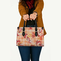 Orange Palaka Hawaii Aloha Leather Bag Koi Pond Mix Japanese Maple - Polynesian Pride