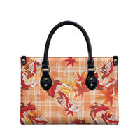 Orange Palaka Hawaii Aloha Leather Bag Koi Pond Mix Japanese Maple - Polynesian Pride